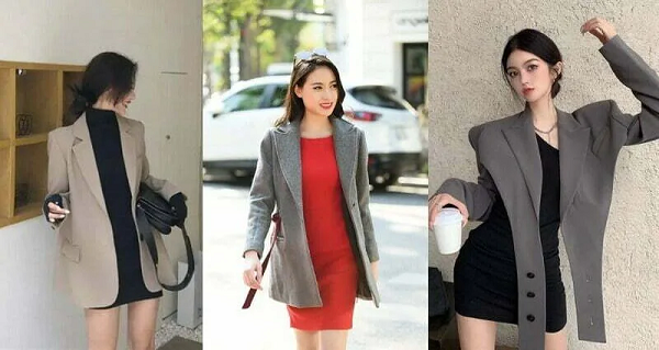 Áo blazer khoác ngoài mặc chung với váy body tôn dáng tinh tế