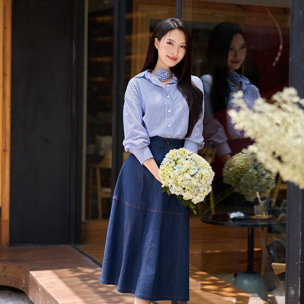 Cách phối chân váy jean cho người cao, mũm mĩm xinh đẹp