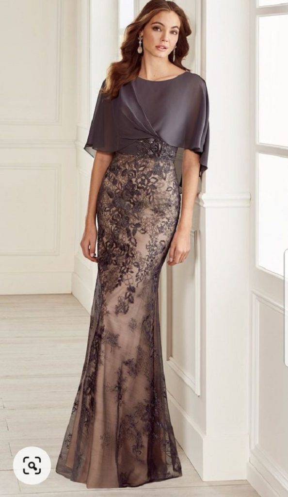 Mẫu đầm dự tiệc cưới phối ren tinh tế cho bà sui