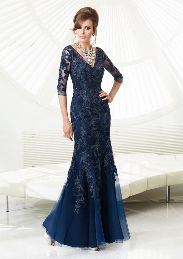 Đầm dạ hội đuôi cá cho phụ nữ trung niên dự tiệc sang trọng