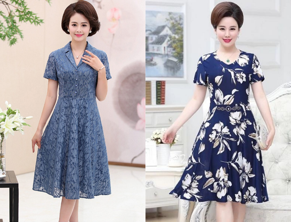 Váy chữ A cho mẹ dự tiệc cưới đẹp, thanh lịch