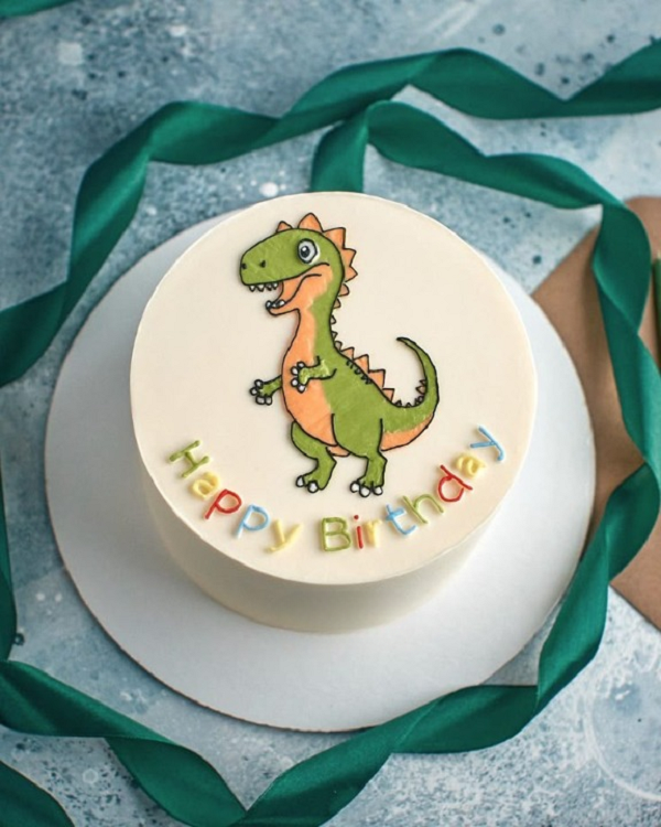 Bánh kem vẽ hình khủng long size nhỏ
