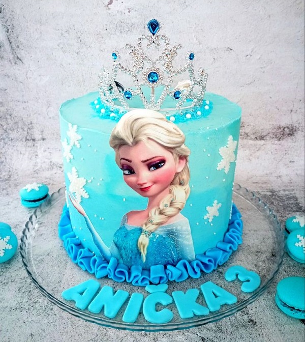Mẫu bánh sinh nhật vương miện đẹp với nàng công chúa Elsa