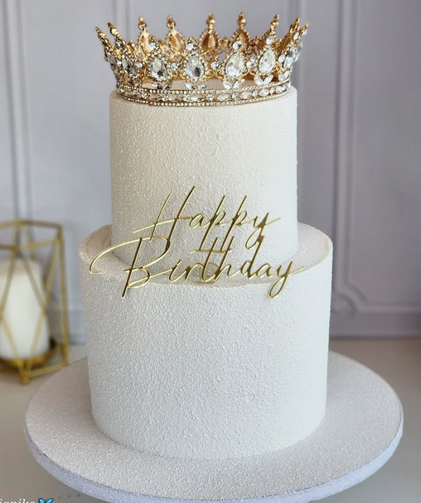 Bánh kem vương miện 2 tầng sang trọng phong cách hoàng gia