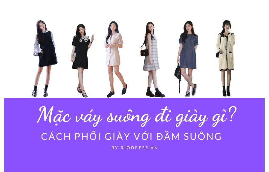 cách phối giày với đầm suông