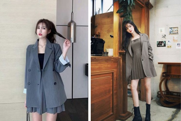 Đầm hai dây kết hợp blazer thanh lịch, mang đến vẻ ngoài hiện đại và tôn dáng cho nàng 1m50.