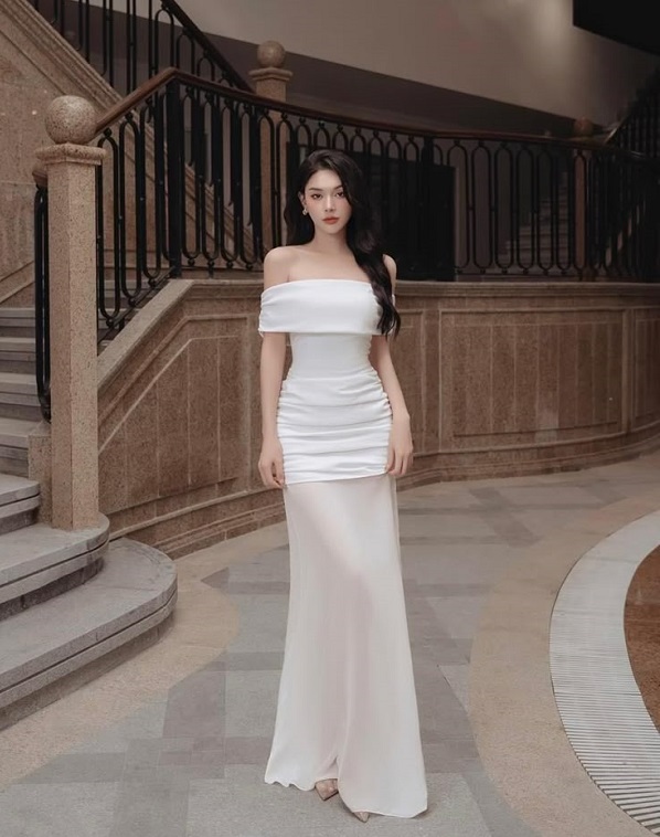 Mẫu đầm body màu trắng tinh khôi, giúp nàng nổi bật và cuốn hút