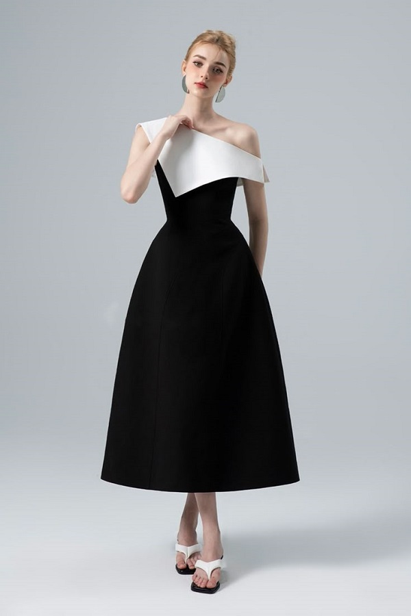 Chiếc đầm chữ A dáng xòe nhẹ, mang đến vẻ đẹp thanh lịch và duyên dáng.