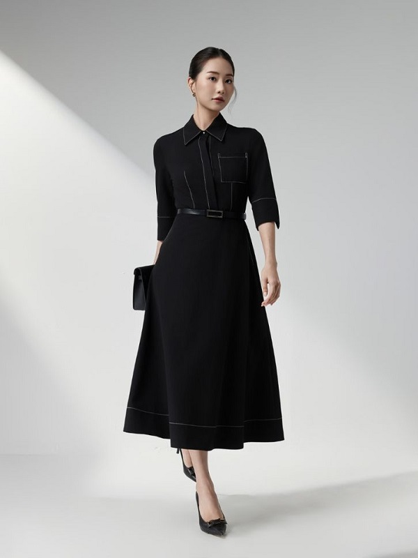 Đầm sơ mi dài qua gối, thiết kế cá tính, dễ phối đồ cho nàng công sở năng động