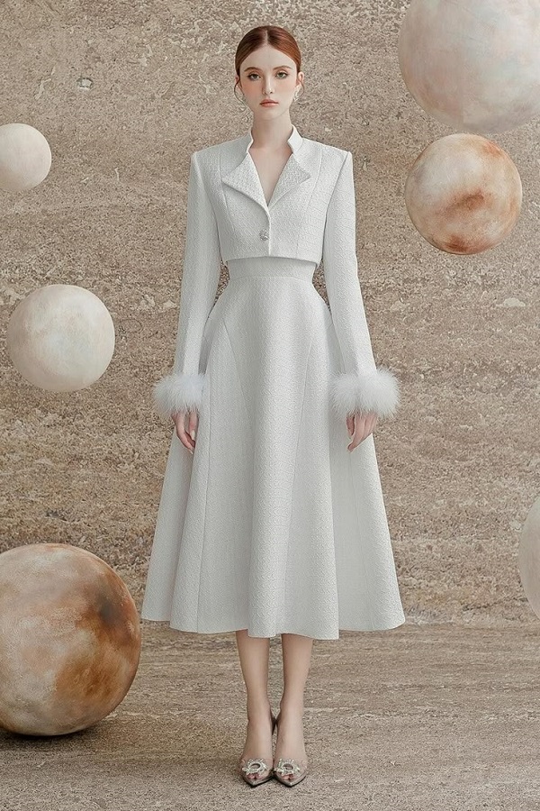 váy trắng dự tiệc cưới sang trọng