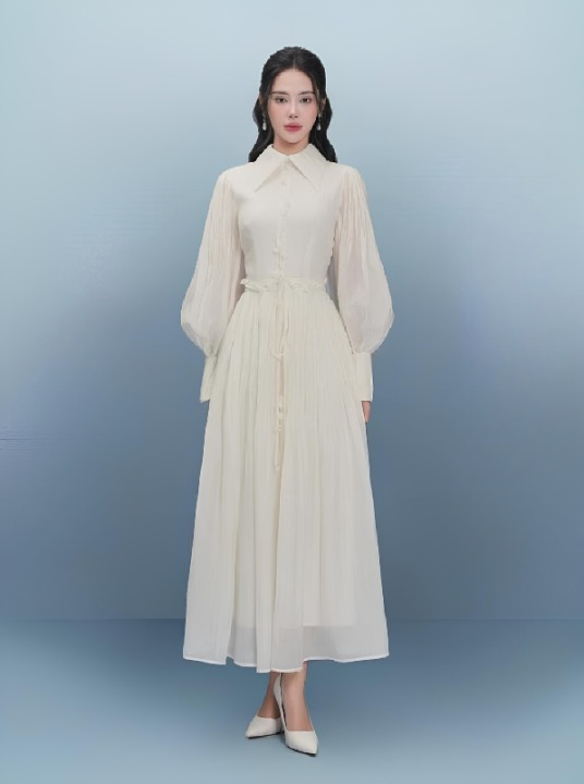 Váy tay bồng nhẹ nhàng mang phong cách hoàng gia, tạo vẻ thanh lịch, quý phái.