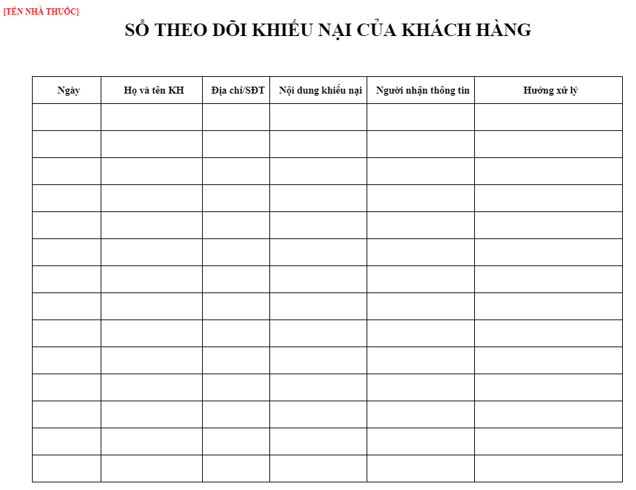 mẫu nhà thuốc