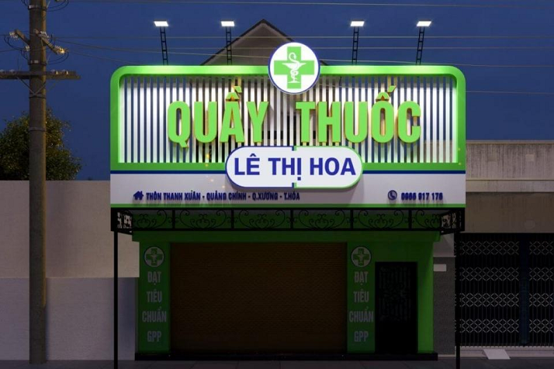 Mẫu bảng hiệu nhà thuốc với đầy đủ thông tin chi tiết