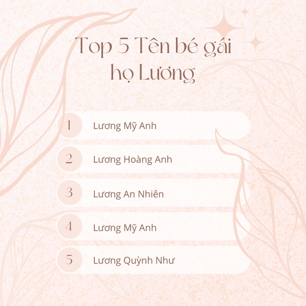 Chọn tên cho bé gái họ Lương